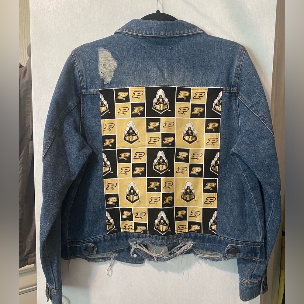 Distressed Purdue Denim Jacket